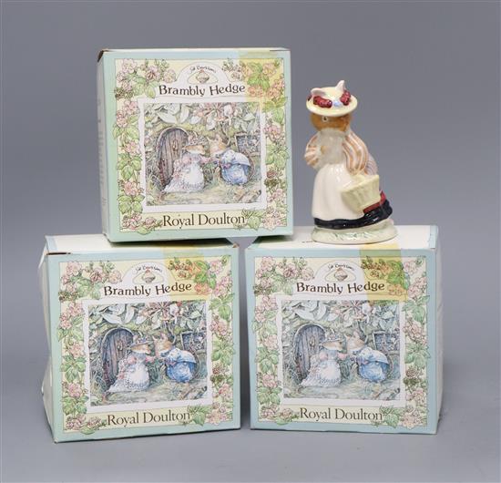 Ten various Royal Doulton Brambly Hedge characters including Mr Apple, Dusty Dogwood, Hoppy Eyebright, Dusty and Baby,